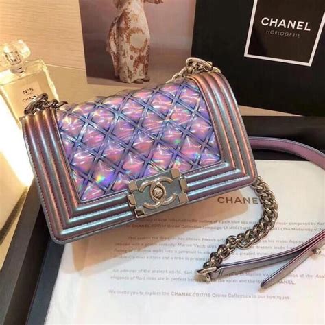 chanel small boy iridescent purple prowned|Shop Used Chanel Boy Bags .